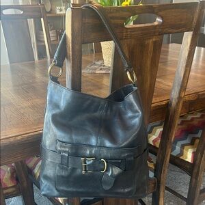 Frye Classic Black Leather Hobo Shoulder Bag